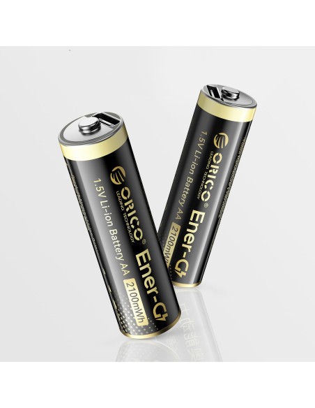 
Įkraunamos ličio baterijos AA 1,5 V 2100 mWh USB-C su įkrovimo laidu - 2 vnt.

