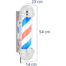 Šviečiantis kirpyklos stulpas, sukamasis laukas, 30 cm - sidabrinis