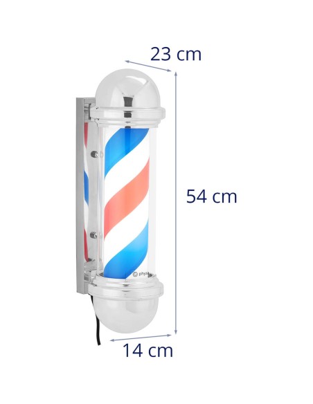Šviečiantis kirpyklos stulpas, sukamasis laukas, 30 cm - sidabrinis Šviečiantis kirpyklos stulpas, sukamasis laukas, 30 cm - sidabrinis