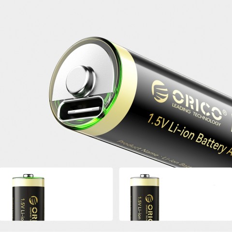
Įkraunamos ličio baterijos AA 1,5 V 2100 mWh USB-C su įkrovimo laidu - 2 vnt.
