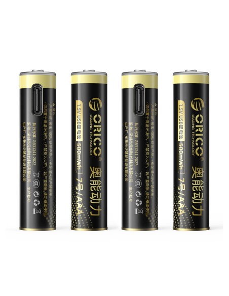 
Įkraunamos ličio baterijos AAA 1,5 V 500 mWh USB-C - 4 vnt.
