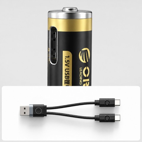 
Įkraunamos ličio baterijos AAA 1,5 V 500 mWh USB-C su įkrovimo laidu - 2 vnt.
