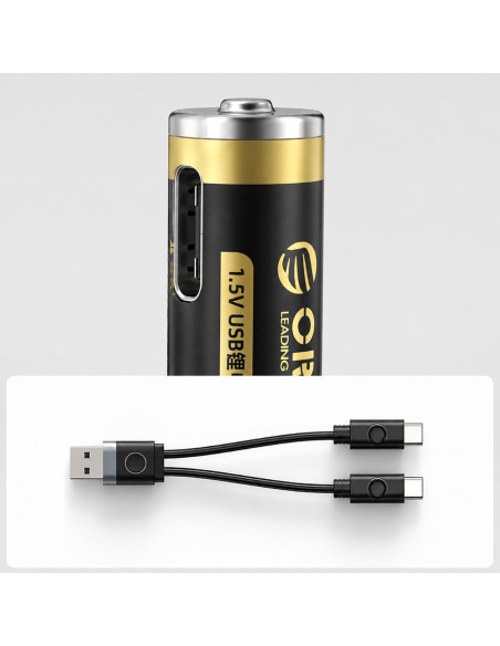 
Įkraunamos ličio baterijos AAA 1,5 V 500 mWh USB-C su įkrovimo laidu - 2 vnt.
