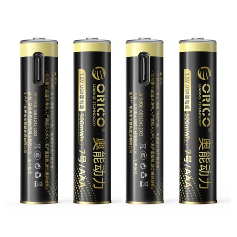 
Įkraunamos ličio baterijos AAA 1,5 V 500 mWh USB-C su įkrovimo laidu - 4 vnt.
