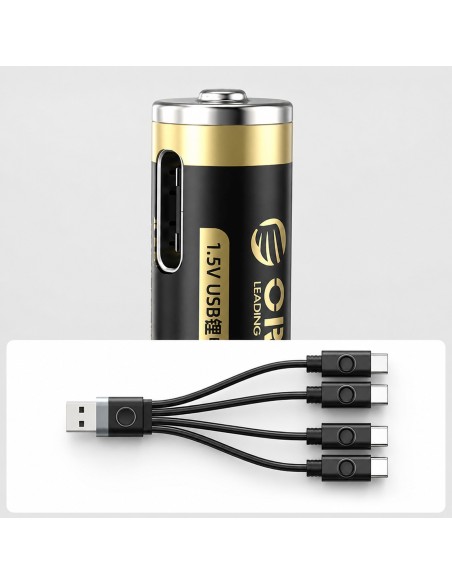 
Įkraunamos ličio baterijos AAA 1,5 V 500 mWh USB-C su įkrovimo laidu - 4 vnt.

