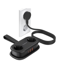 
5 viename AC USB-A USB-C GaN 20W maitinimo blokas – juodas

