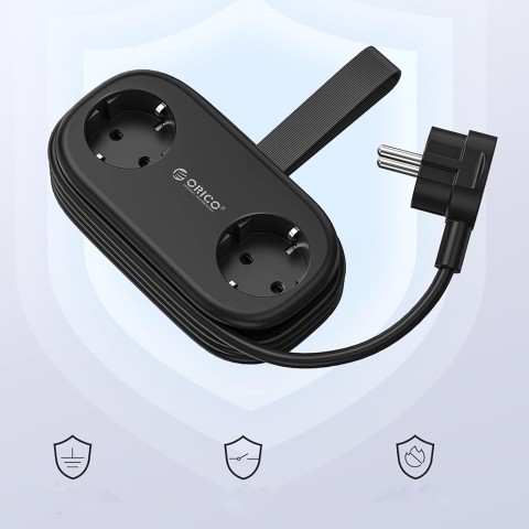 
5 viename AC USB-A USB-C GaN 20W maitinimo blokas – juodas
