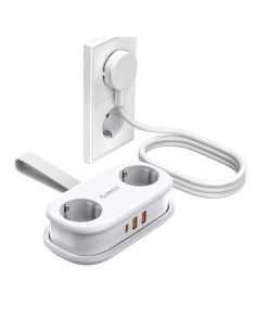 
5 viename AC USB-A USB-C GaN 20W maitinimo lizdas – baltas
