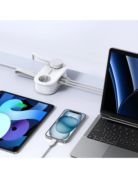 
5 viename AC USB-A USB-C GaN 20W maitinimo lizdas – baltas

