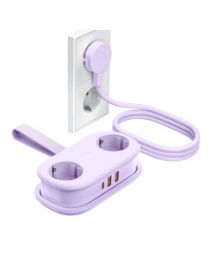 
5 viename AC USB-A USB-C GaN 20W maitinimo lizdas – violetinis
