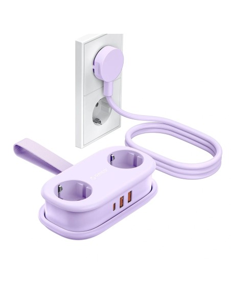 
5 viename AC USB-A USB-C GaN 20W maitinimo lizdas – violetinis

