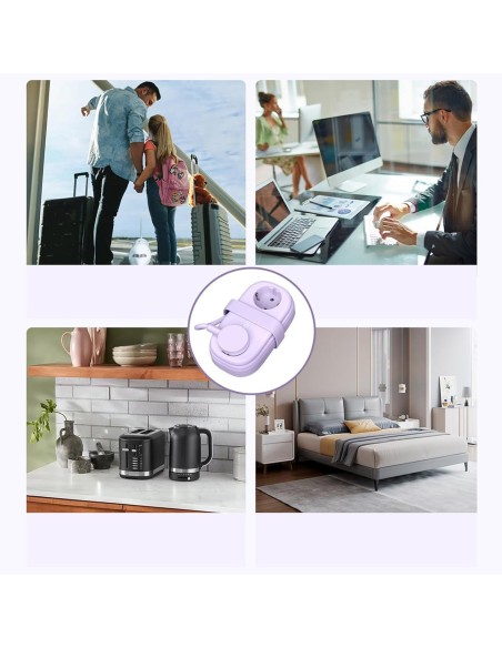 
5 viename AC USB-A USB-C GaN 20W maitinimo lizdas – violetinis
