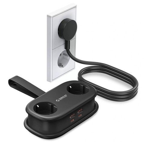 
6 viename AC USB-A USB-C GaN 65W maitinimo blokas – juodas
