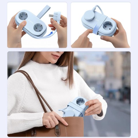 
6 viename AC USB-A USB-C GaN 65W maitinimo lizdas – mėlynas
