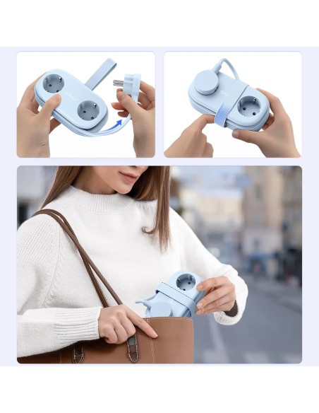 
6 viename AC USB-A USB-C GaN 65W maitinimo lizdas – mėlynas
