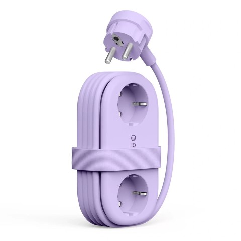 
6 viename AC USB-A USB-C GaN 65W maitinimo lizdas – violetinis
