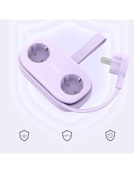 
6 viename AC USB-A USB-C GaN 65W maitinimo lizdas – violetinis
