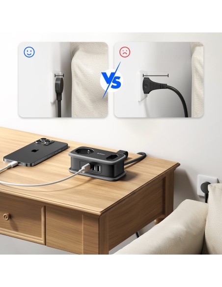 
5 viename AC USB-A USB-C 15,5 W maitinimo blokas – juodas

