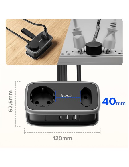 
5 viename AC USB-A USB-C 15,5 W maitinimo blokas – juodas
