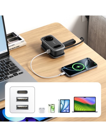 
5 viename AC USB-A USB-C 15,5 W maitinimo blokas – juodas
