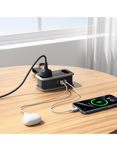 
5 viename AC USB-A USB-C 15,5 W maitinimo blokas – juodas
