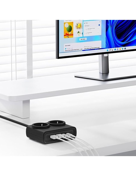 
6 viename AC USB-A USB-C 25W maitinimo blokas – juodas
