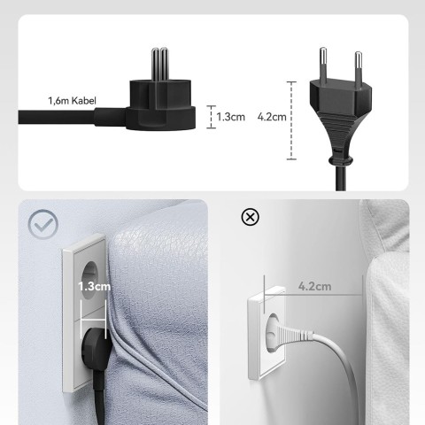 
6 viename AC USB-A USB-C 25W maitinimo blokas – juodas

