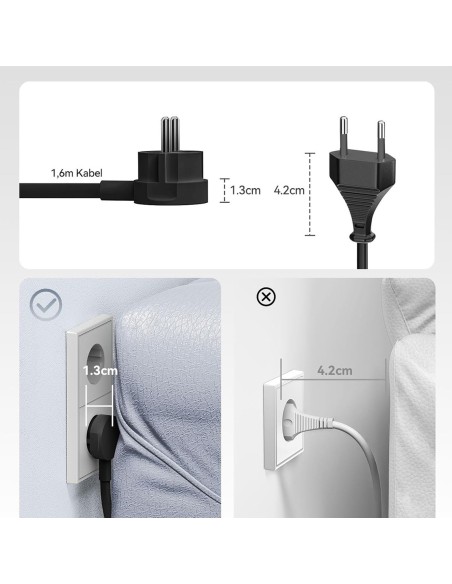 
6 viename AC USB-A USB-C 25W maitinimo blokas – juodas
