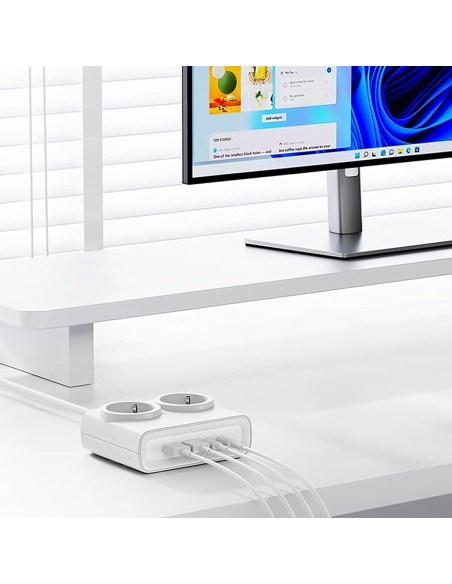
6 viename AC USB-A USB-C 25W maitinimo šaltinis – baltas
