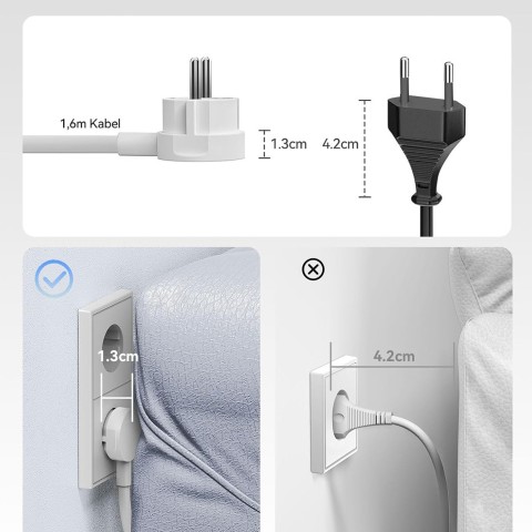 
6 viename AC USB-A USB-C 25W maitinimo šaltinis – baltas

