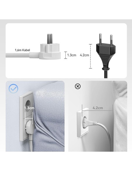 
6 viename AC USB-A USB-C 25W maitinimo šaltinis – baltas
