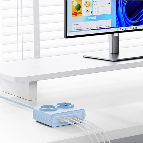 
6 viename AC USB-A USB-C 25W maitinimo jungtis – mėlyna
