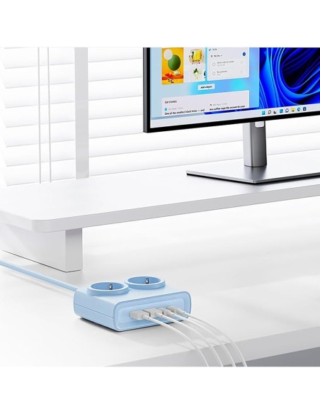 
6 viename AC USB-A USB-C 25W maitinimo jungtis – mėlyna
