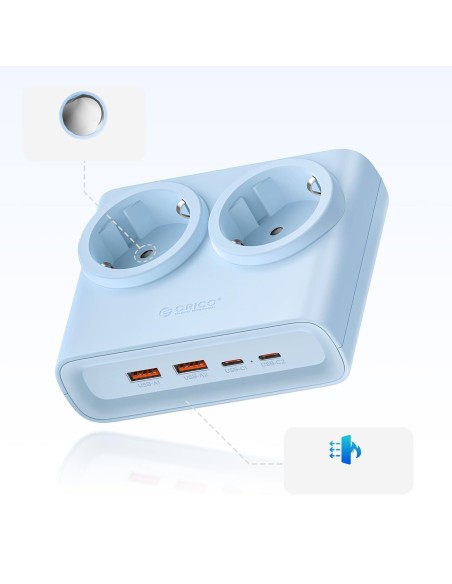 
6 viename AC USB-A USB-C 25W maitinimo jungtis – mėlyna
