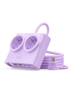 
6 viename AC USB-A USB-C 25W maitinimo jungtis – violetinė

