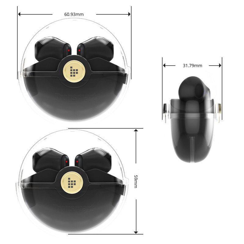 Battle žaidimų TWS į ausis įdedamos Bluetooth ausinės, atsparios vandeniui IPX5 juodos spalvos