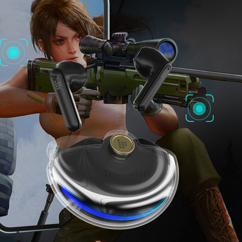 Battle žaidimų TWS į ausis įdedamos Bluetooth ausinės, atsparios vandeniui IPX5 juodos spalvos