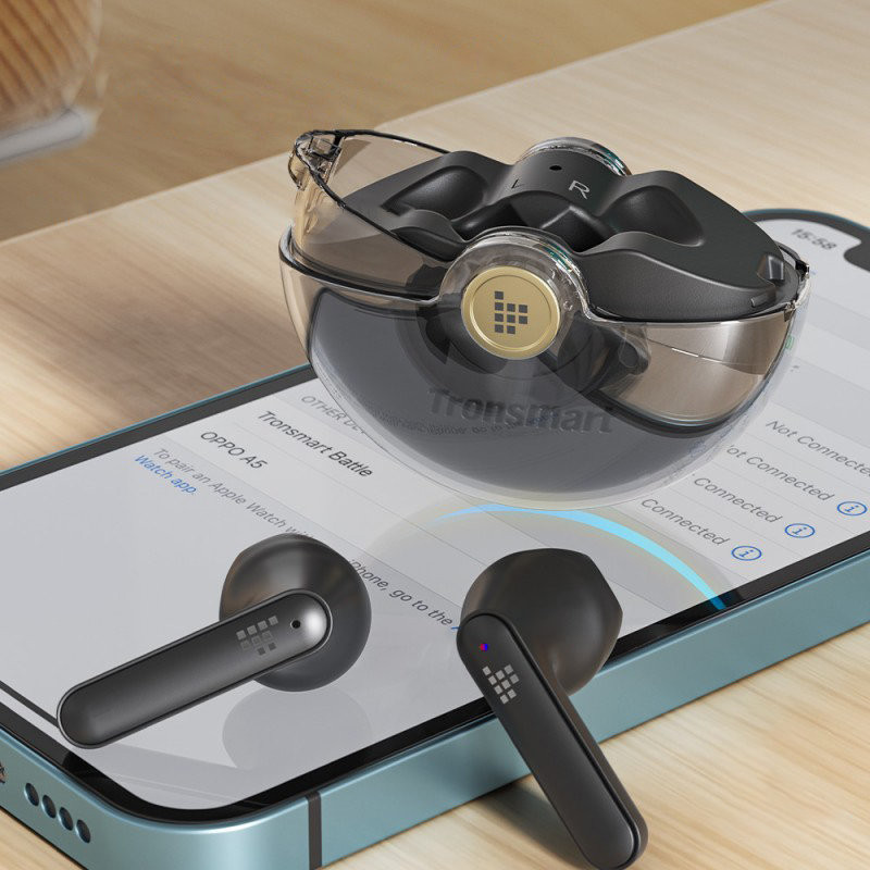 Battle žaidimų TWS į ausis įdedamos Bluetooth ausinės, atsparios vandeniui IPX5 juodos spalvos