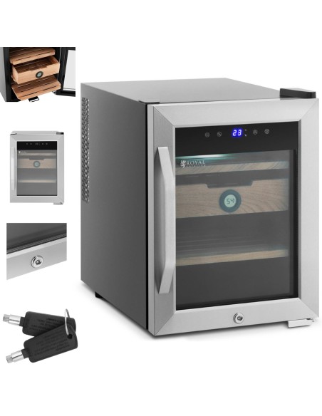 Humidor cigarų spintelė iš kedro medienos ir plieno su LED apšvietimu Humidor cigarų spintelė iš kedro medienos ir plieno su LED apšvietimu