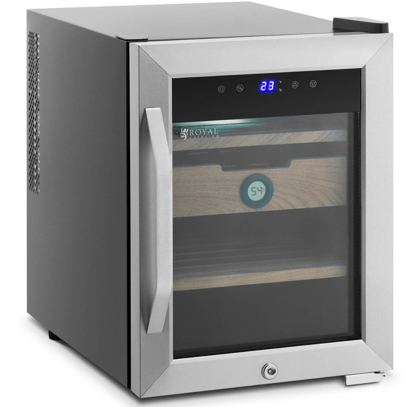 Humidor cigarų spintelė iš kedro medienos ir plieno su LED apšvietimu