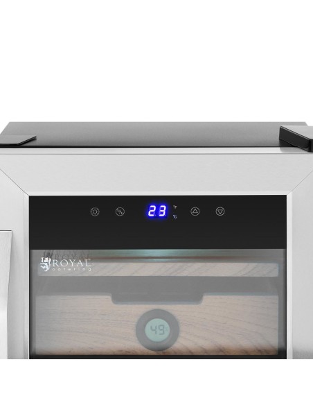 Humidor cigarų spintelė iš kedro medienos ir plieno su LED apšvietimu Humidor cigarų spintelė iš kedro medienos ir plieno su LED apšvietimu