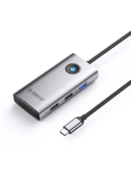 
USB-C – USB-A šakotuvo prijungimo stotelė, USB-C PD HDMI, pilka
