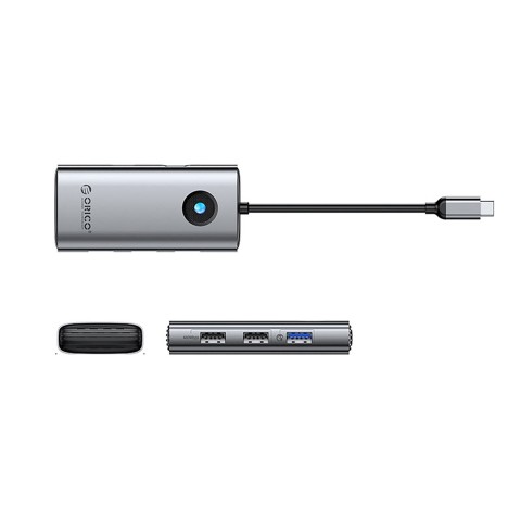 
USB-C – USB-A šakotuvo prijungimo stotelė, USB-C PD HDMI, pilka
