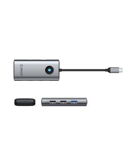 
USB-C – USB-A šakotuvo prijungimo stotelė, USB-C PD HDMI, pilka
