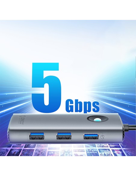 
USB-C – USB-A šakotuvo prijungimo stotelė, USB-C PD HDMI, pilka
