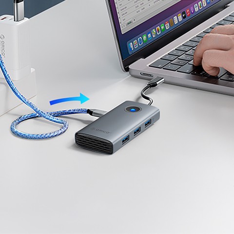
USB-C – USB-A šakotuvo prijungimo stotelė, USB-C PD HDMI, pilka
