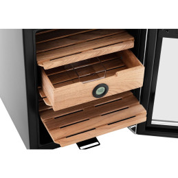 Humidor cigarų spintelė iš kedro medienos ir plieno su LED apšvietimu
