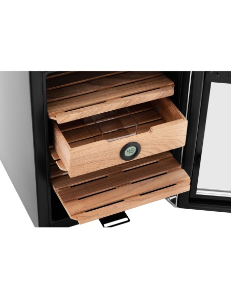 Humidor cigarų spintelė iš kedro medienos ir plieno su LED apšvietimu Humidor cigarų spintelė iš kedro medienos ir plieno su LED apšvietimu
