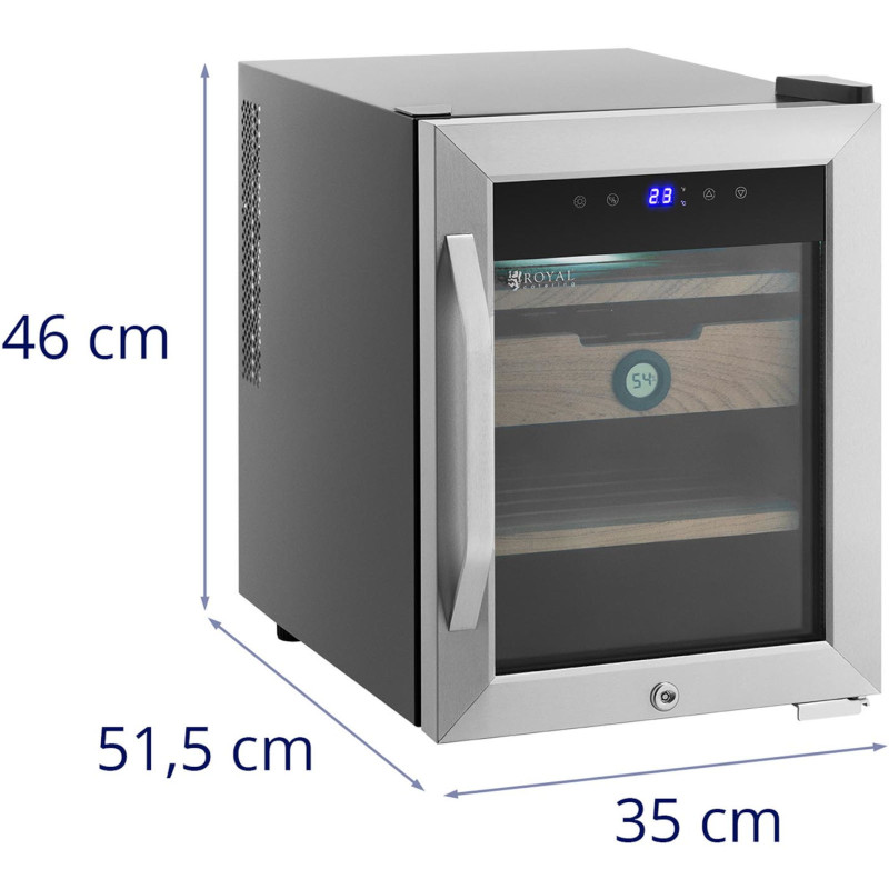 Humidor cigarų spintelė iš kedro medienos ir plieno su LED apšvietimu