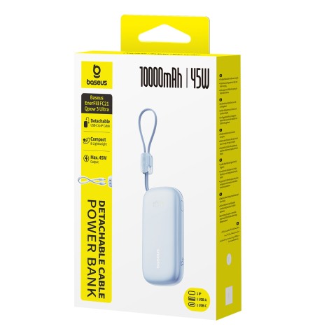 
10000mAh 45W nešiojama baterija su USB-C „Lightning“ laidu „iPhone“ – mėlyna

